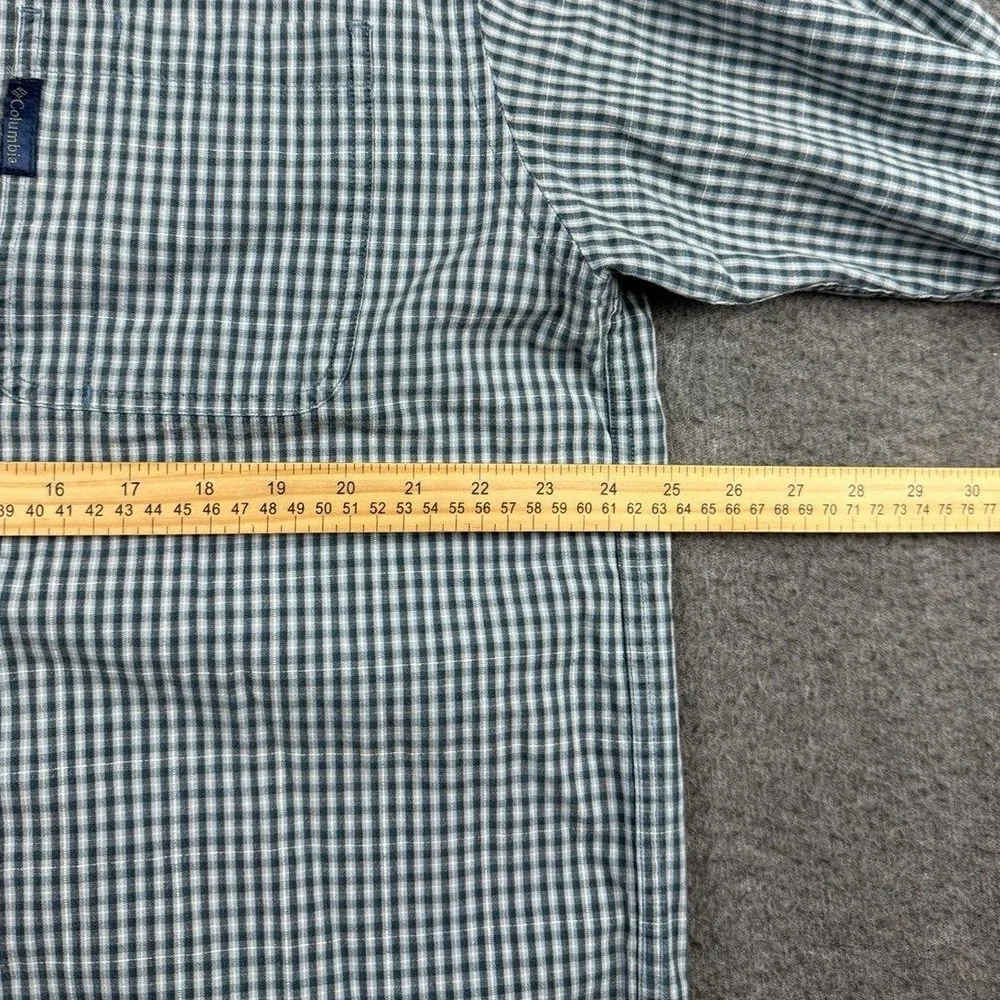 Columbia Men's XL Blue Gingham Long Sleeve Button Down Cotton Shirt AM7109
